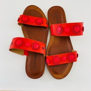 Lucky Brand “Adalyn” Leather floral Open Toe Sandals size 7